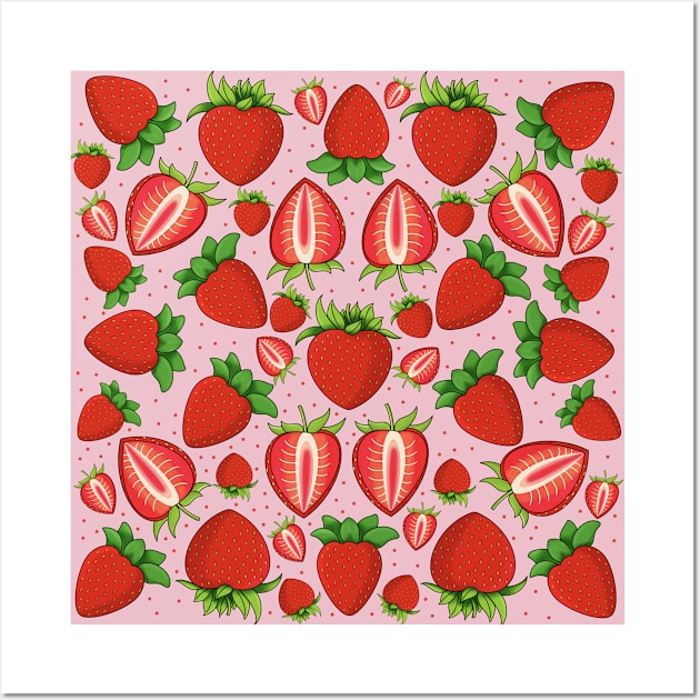 Summer Strawberry Pattern Wall Art by Gsallicat